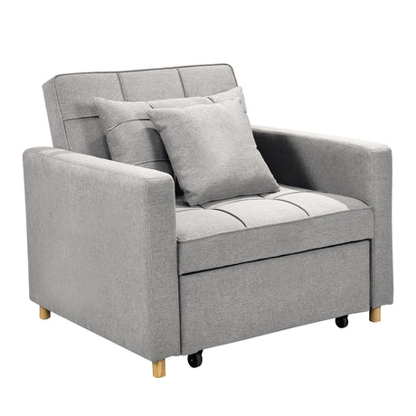 Santa Pola light grey linen sofa bed in a modern living room