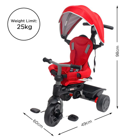 3 Stage Convertible Toddler Trike with Canopy, Red
