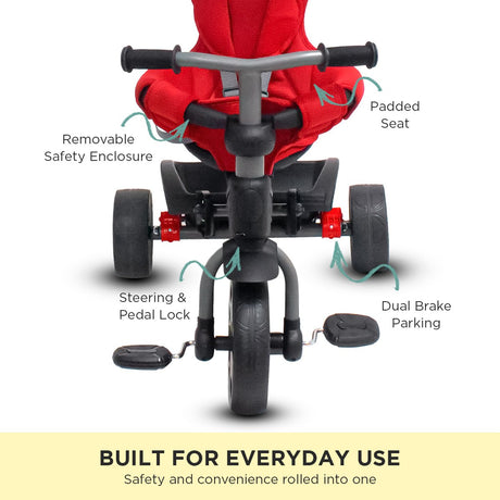 3 Stage Convertible Toddler Trike with Canopy, Red