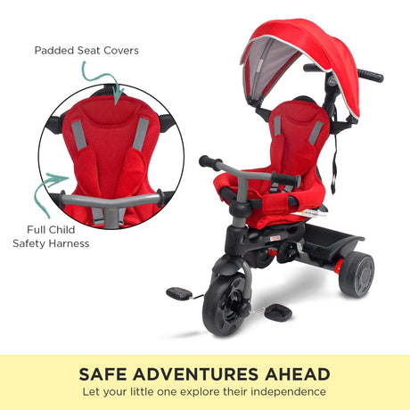 3 Stage Convertible Toddler Trike with Canopy, Red