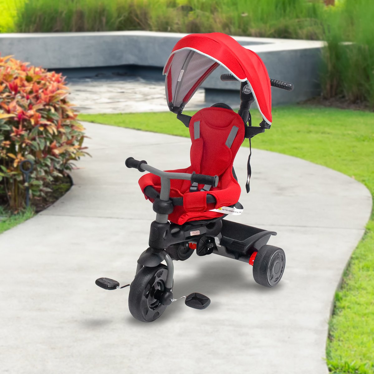 3 Stage Convertible Toddler Trike with Canopy, Red