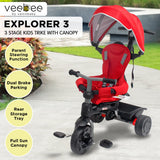 3 Stage Convertible Toddler Trike with Canopy, Red