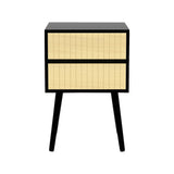 Sarantino Ivan Bedside Table Night Stand - Black/natural