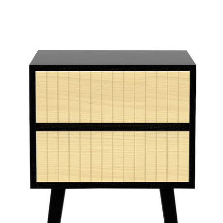 Sarantino Ivan Bedside Table Night Stand - Black/natural