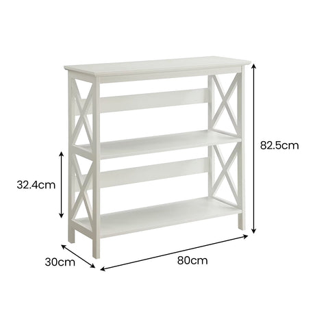 Sarantino Lucas Modern 3-Tier Bookshelf in White