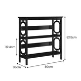 Sarantino Laurel Black 3-Tier Bookshelf