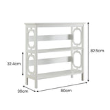 Sarantino Laurel Elegant 3-Tier Bookshelf in White