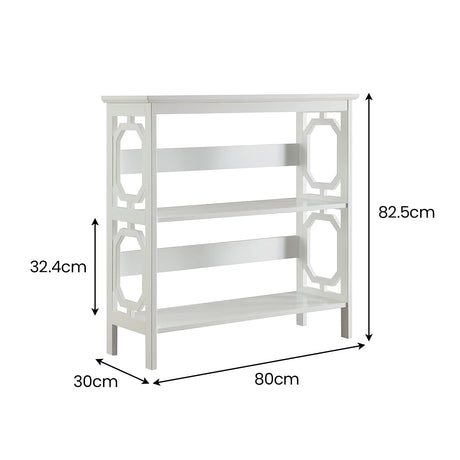 Sarantino Laurel Elegant 3-Tier Bookshelf in White