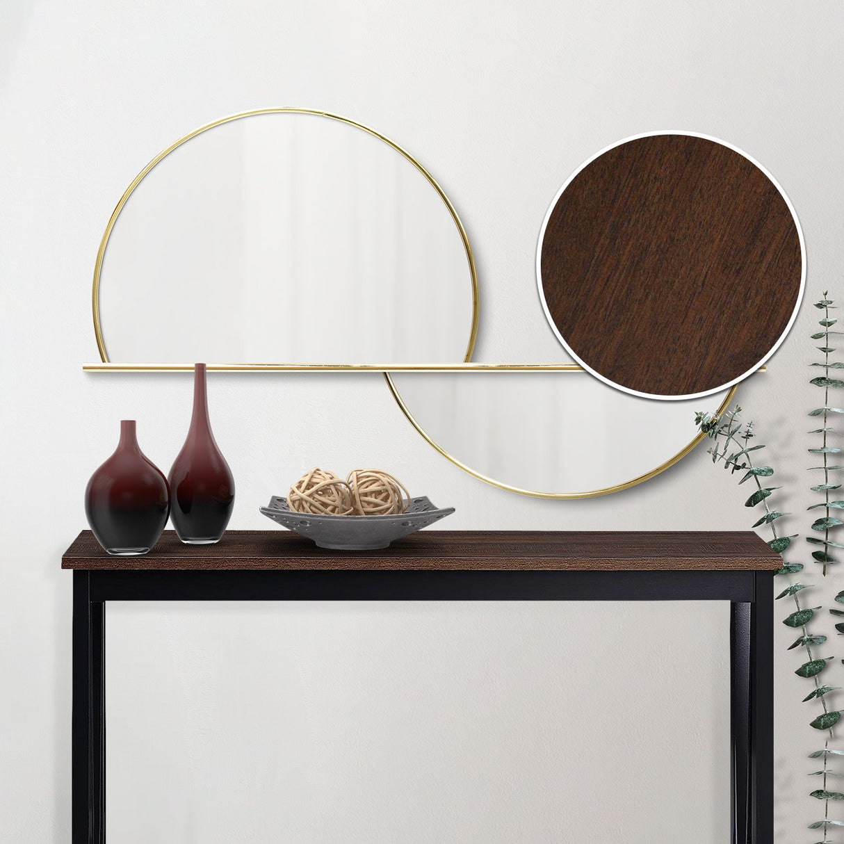 Sarantino Cielo Dark Walnut 2-Tier Console Table