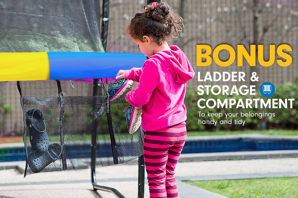 Causeway Kids Round Trampoline with Rainbow Pad and Enclosure, 8ft