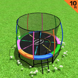 Bangalee Round Trampoline with Rainbow Pad, Enclosure and Ladder, 10ft