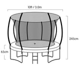 Bangalee Round Trampoline with Rainbow Pad, Basketball Set, Enclosure and Ladder, 10ft