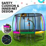 Bangalee Round Trampoline with Rainbow Pad, Basketball Set, Enclosure and Ladder, 10ft