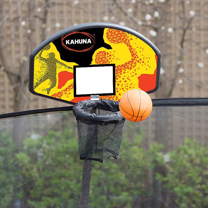 Bangalee Round Trampoline with Rainbow Pad, Basketball Set, Enclosure and Ladder, 10ft