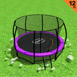 Purple 12ft round trampoline with inner safety net, ladder and shoe storage