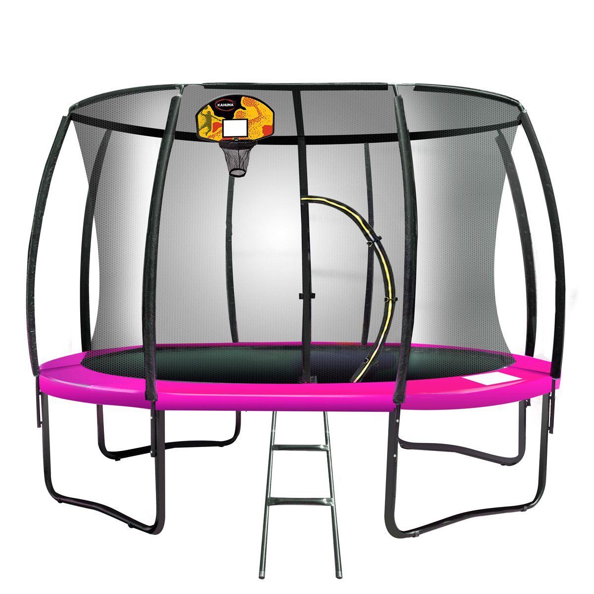 Rosslyn Round Trampoline with Basketball Set, Enclosure and Ladder, 14ft