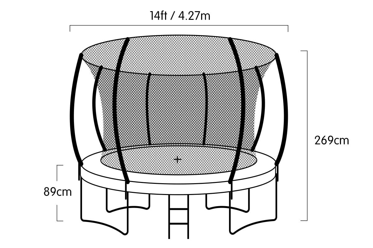 Rosslyn Round Trampoline with Basketball Set, Enclosure and Ladder, 14ft
