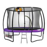Rosslyn Round Trampoline with Basketball Set, Enclosure and Ladder, 14ft