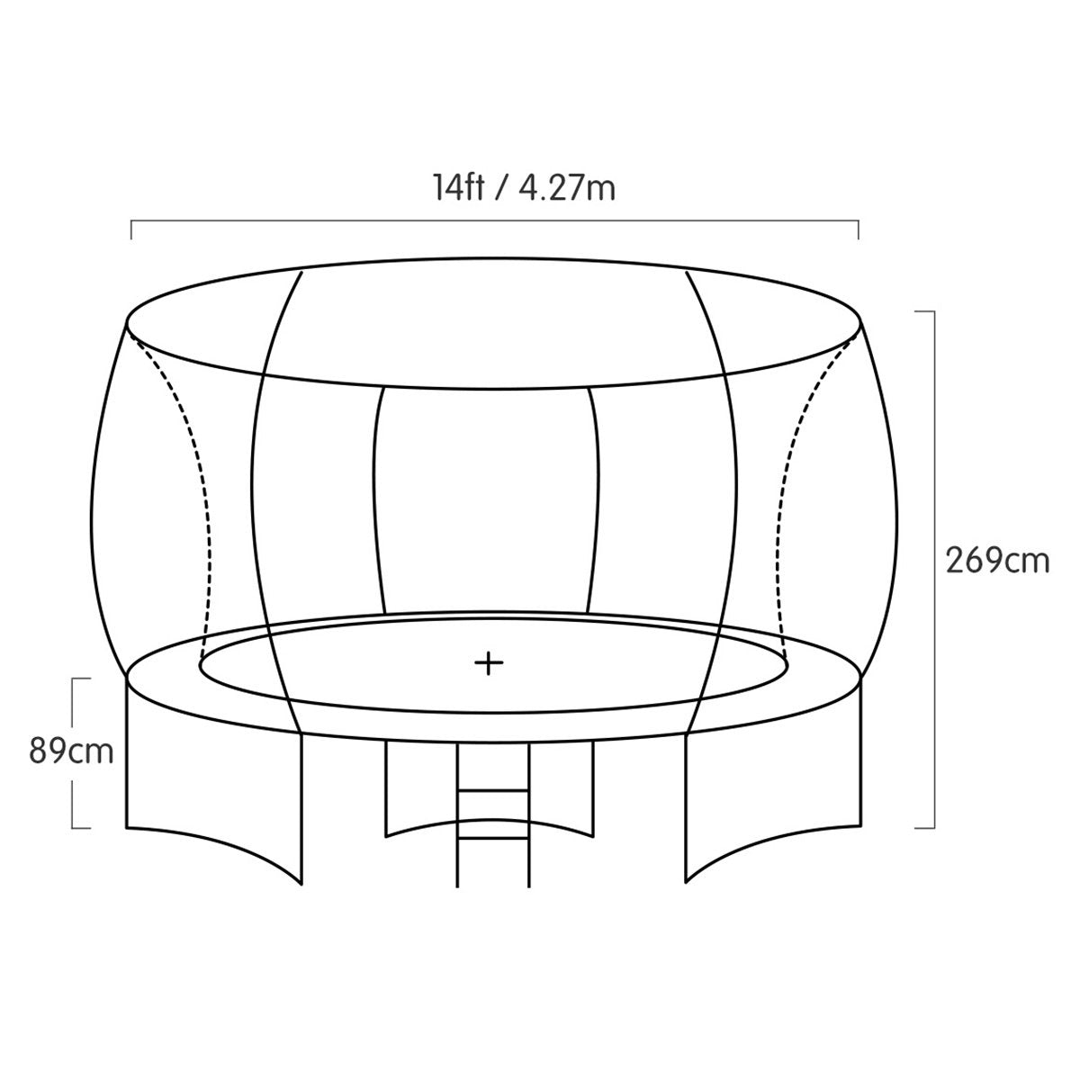Rosslyn Round Trampoline with Basketball Set, Enclosure and Ladder, 14ft