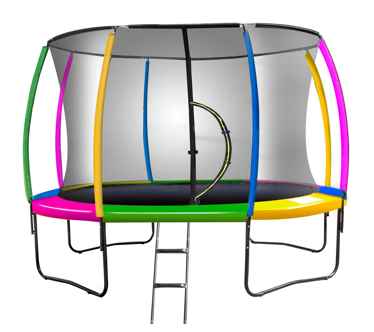 Mulambin Round Trampoline with Rainbow Pad, Enclosure and Ladder, 14ft