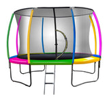 Mulambin Round Trampoline with Rainbow Pad, Enclosure and Ladder, 14ft