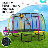Rosslyn Round Trampoline with Rainbow Pad, Basketball Set, Enclosure and Ladder, 14ft