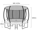Rosslyn Round Trampoline with Rainbow Pad, Basketball Set, Enclosure and Ladder, 14ft