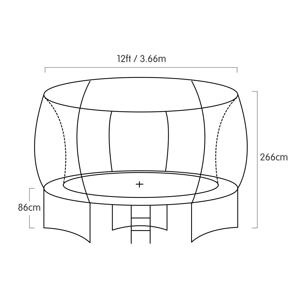 Farnborough Springless Round Trampoline with Basketball Set, Enclosure and Ladder, 12ft