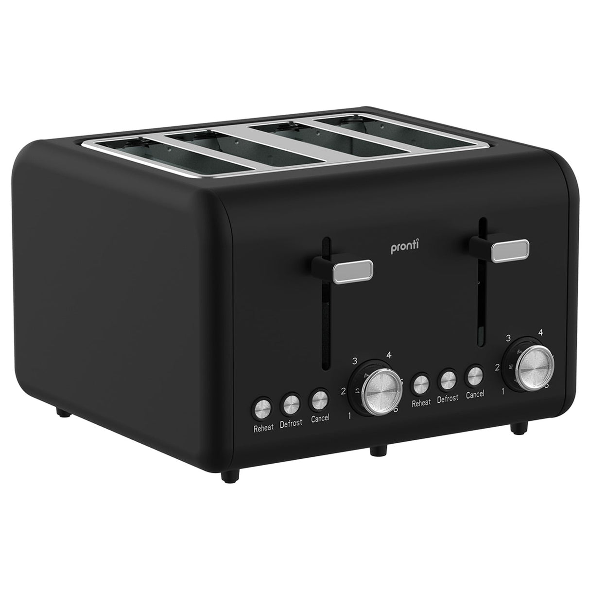 4 slice toaster with dual control panels and wide bread slots