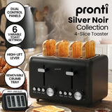 Dual control panels with six browning levels on 4 slice toaster