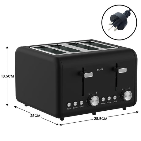 Reheat, defrost and cancel buttons with indicator lights on toaster