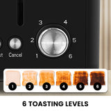 Removable crumb tray sliding out of 4 slice toaster