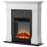 Freestanding electric fireplace suite with LED flame effect and granite effect front