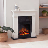 Control panel and two heat settings on the electric fireplace suite