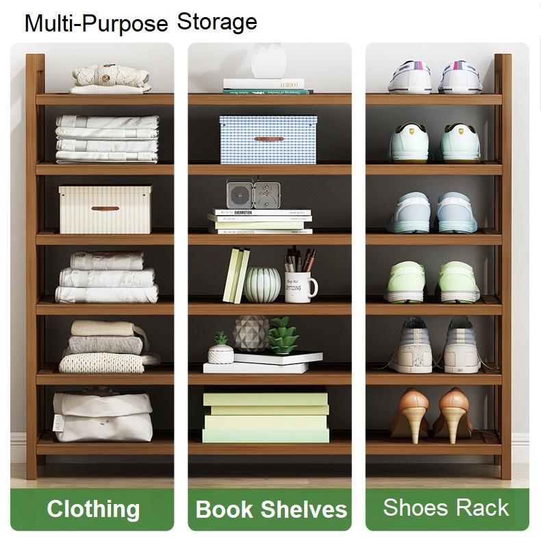 Multi-Tier Bamboo Shoe Rack Tower — Corner Shelf Stand, 6 to 11 Tiers — Allure Home Collections