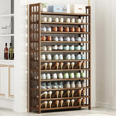 Multi-Tier Bamboo Shoe Rack Tower — Corner Shelf Stand, 6 to 11 Tiers — Allure Home Collections