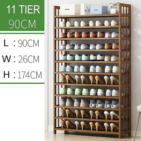 Multi-Tier Bamboo Shoe Rack Tower — Corner Shelf Stand, 6 to 11 Tiers — Allure Home Collections