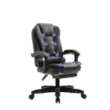 Ergonomic 8-Point Massage Executive Chair with Footrest — PU Leather, 360-Degree Swivel — Allure Home Collections