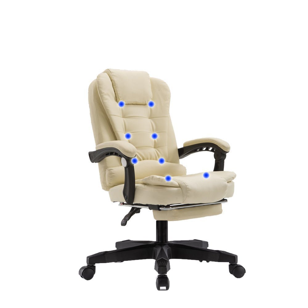 Ergonomic 8-Point Massage Executive Chair with Footrest — PU Leather, 360-Degree Swivel — Allure Home Collections