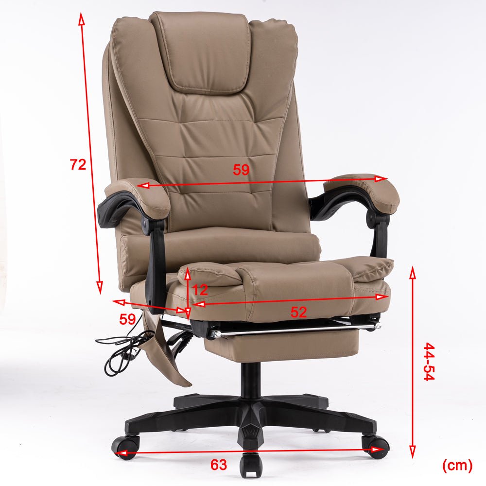 Ergonomic 8-Point Massage Executive Chair with Footrest — PU Leather, 360-Degree Swivel — Allure Home Collections