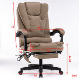 Ergonomic 8-Point Massage Executive Chair with Footrest — PU Leather, 360-Degree Swivel — Allure Home Collections