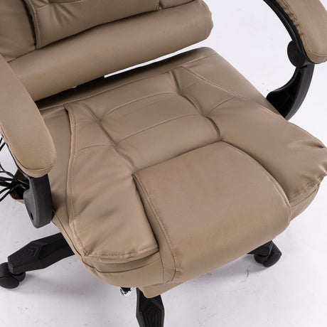 Ergonomic 8-Point Massage Executive Chair with Footrest — PU Leather, 360-Degree Swivel — Allure Home Collections
