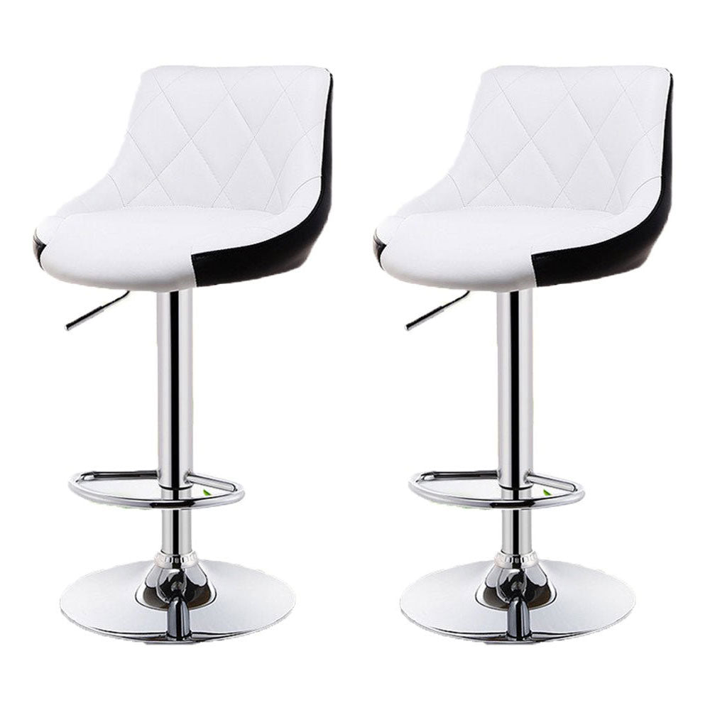 Elegant white leather swivel gas lift bar stools set of 2 — Allure Home Collections