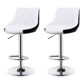Murrumbeena white leather swivel gas lift bar stools pair with chrome base