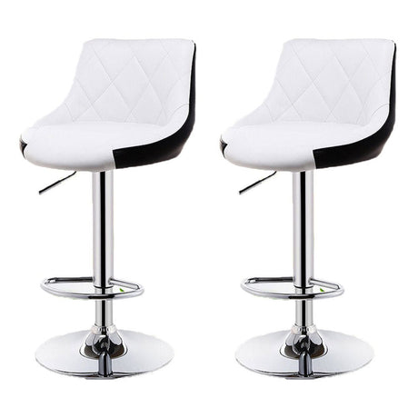 Elegant white leather swivel gas lift bar stools set of 2 — Allure Home Collections