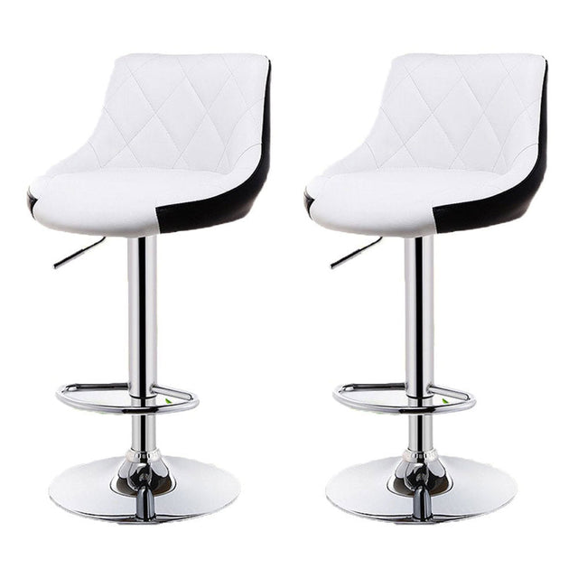 Elegant white leather swivel gas lift bar stools set of 2 — Allure Home Collections