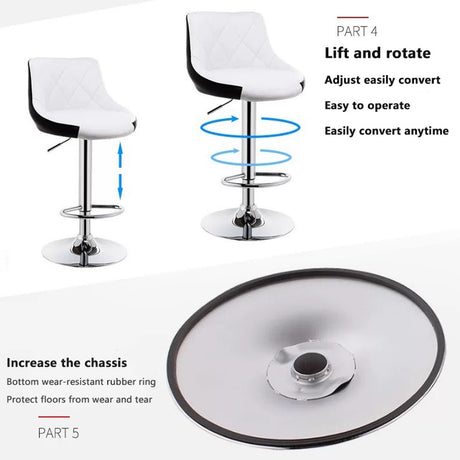 Two white leather swivel bar stools at kitchen counter — Allure Home Collections