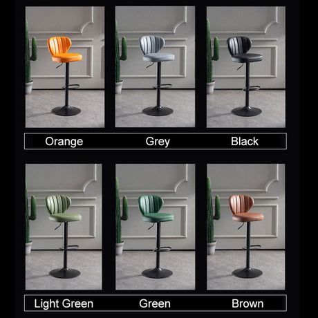 Sleek Adjustable PU Leather Swivel Bar Stools