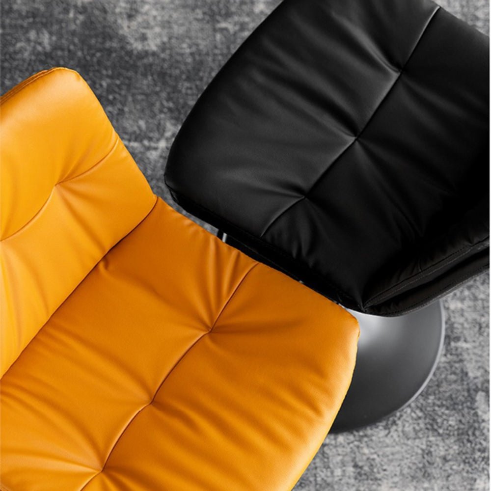 Elegant Black Leather Swivel Bar Stools