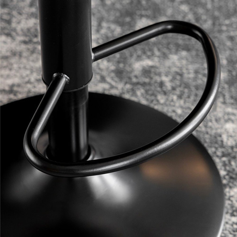 Sleek Grey Leather Swivel Bar Stools